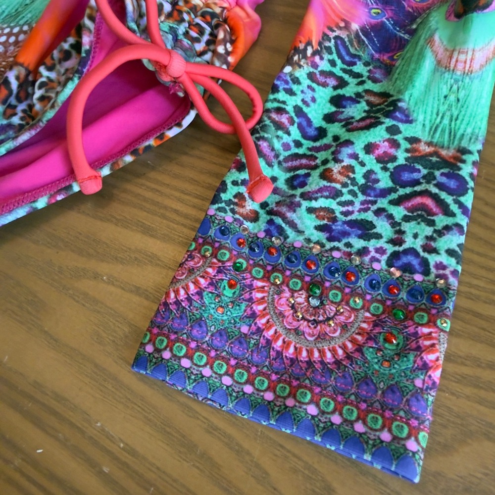 Camilla Kids Mila Multicolor Leopard Print Long Sleeve One Piece Swimsuit Size 6 - Picture 3 of 9